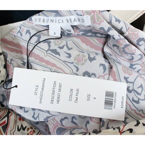 NWT Veronica Beard Herst Oat Slit Silk Asymmetrical Skirt Size 6 - Picture 5 of 5